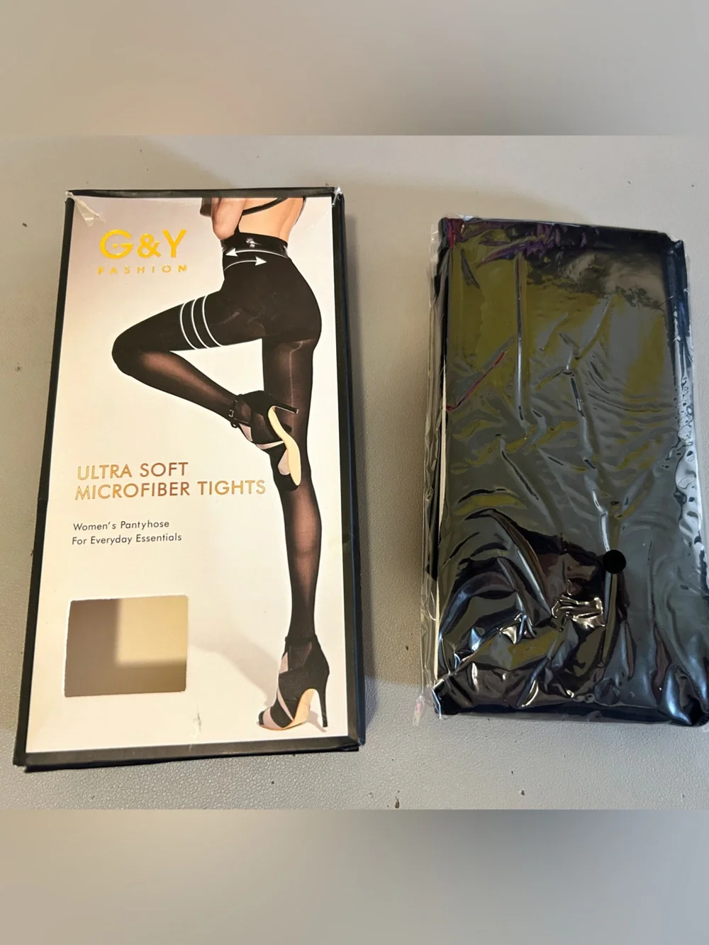 G&Y Fashion Ultra Soft Black Microfiber Tights Pantyhose 2-Pack Size XL - Picture 1 of 4